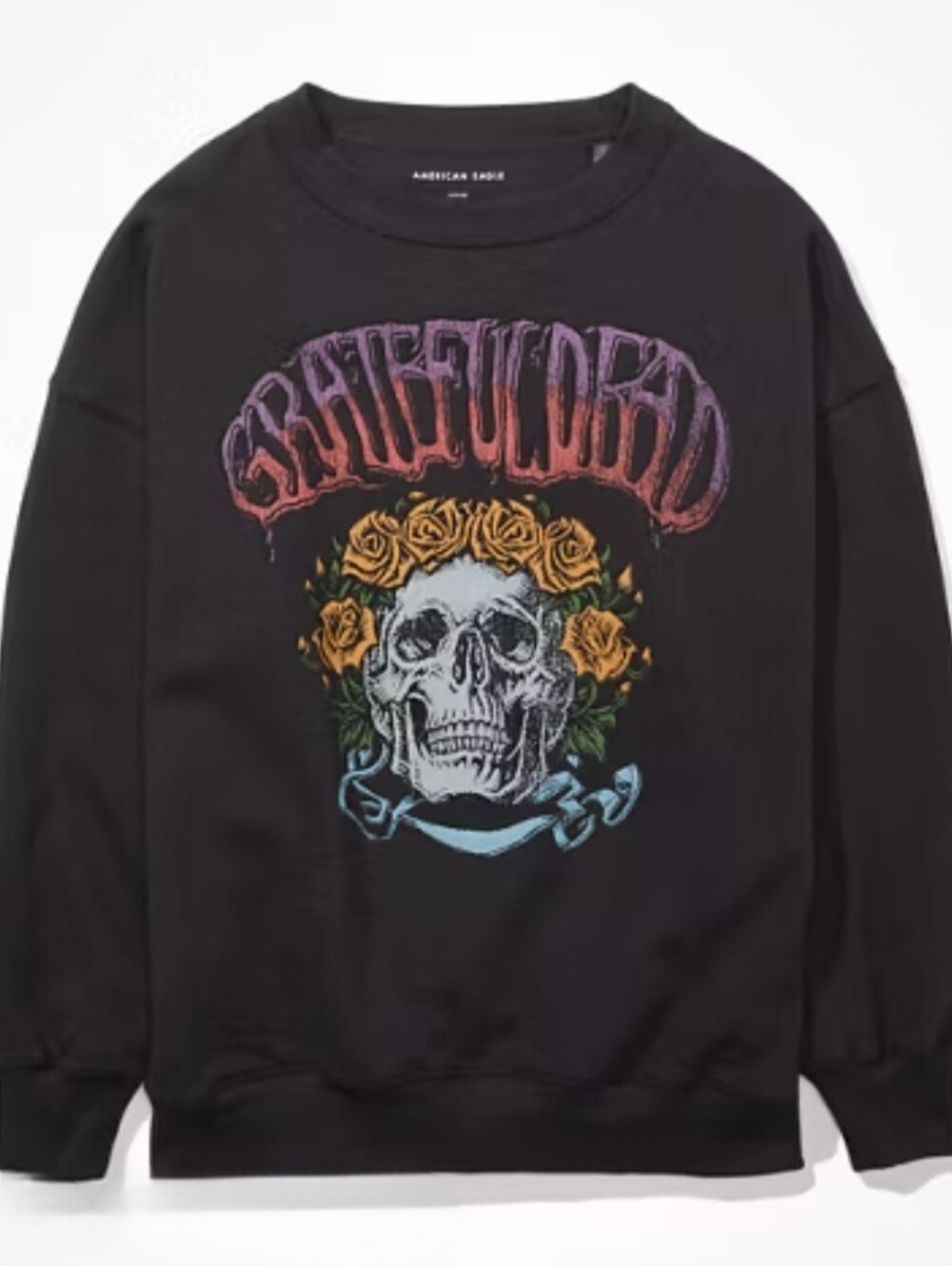 American Eagle Outfitters Crewneck Greatfull Dead Skull Yellow Rose Graphic Smal